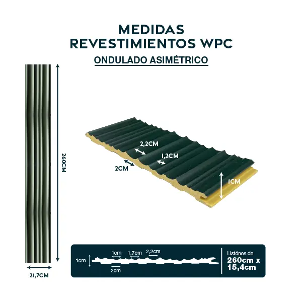 Pintecord Revestimientos WPC Ondulado Asimetrico 20.6CM X 2.40M