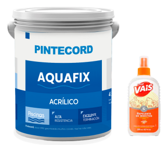 COMBO ONLINE - Aquafix Piscinas Acrilico 4LTS + Algabo Repelente Spray Vais 200ML