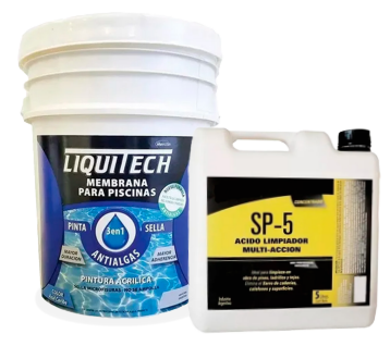 COMBO ONLINE - Liquitech Pintura P/Piscinas Fibra 10LTS + Acido x 5lts 