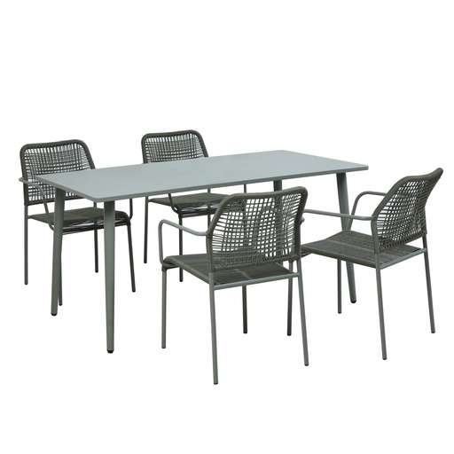 [257369] Pintecord Set Pistacho de Mesa y Sillas de Rattan 5 Piezas 